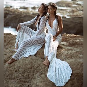 COPY - STELLO Michael Costello Britney dress evening bridal gown White Size S/XS